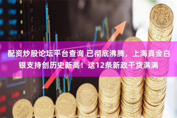 配资炒股论坛平台查询 已彻底沸腾，上海真金白银支持创历史新高！这12条新政干货满满