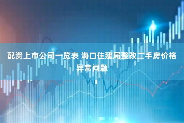 配资上市公司一览表 海口住建局整改二手房价格异常问题